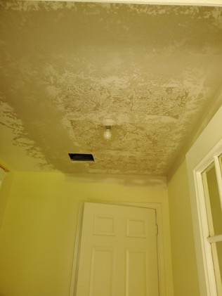 This is from a Sugar Land resident in the Greatwood neighborhood who had water damage from a leaky pipe in his ceiling. The first picture is after the plumber repaired the pipe. The second picture is after we cut out the damaged drywall and replaced it with new drywall. The third picture is floating the drywall and getting ready for the texture. And the last picture is the finished product. The customer just needs to wait a few days for the mud and texture to dry, then he can paint and it will be good as new.
