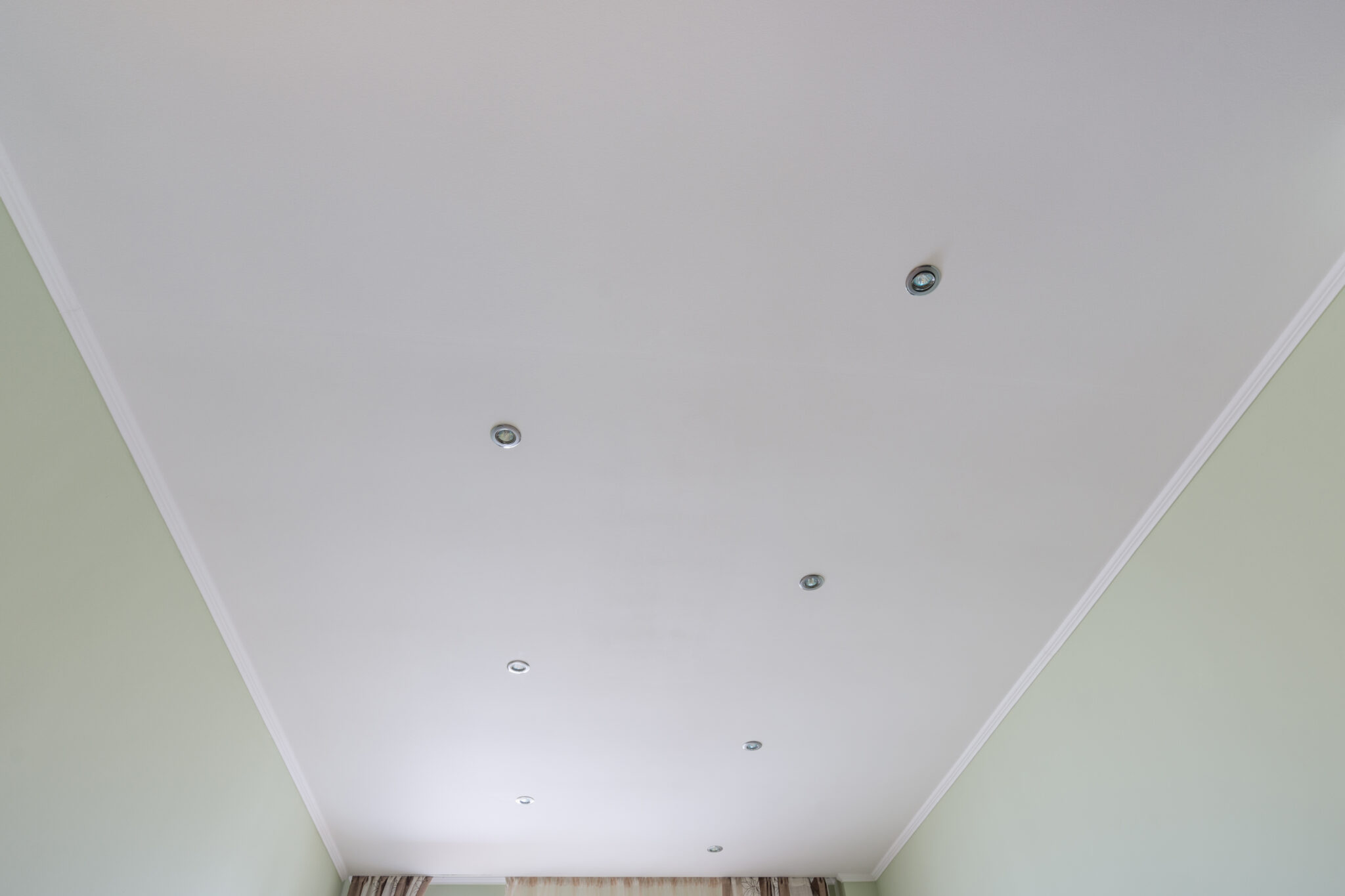 Lined false ceiling in the room